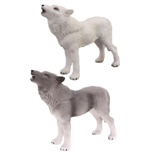 ifundom 2stücke Modell Spielzeugset Aus Kunststoff Realistische Wildtierfiguren Für Miniaturgärten Lernspielzeug Weiße Und Graue Figur Für Deko Und Spielzeug von ifundom