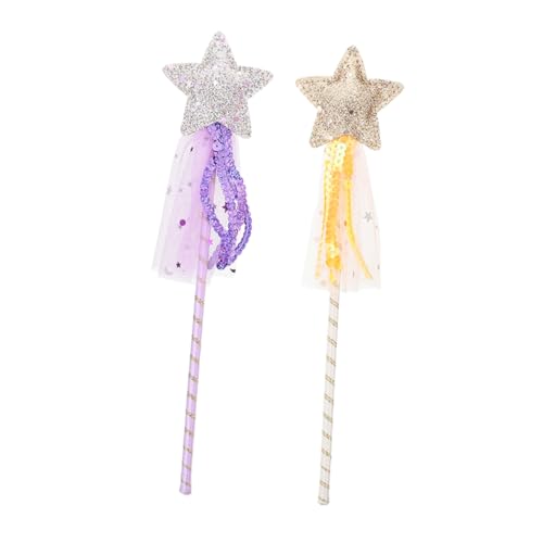 ifundom 2st Zauberstab Miniaturen Ballettröckchen Hexenstab Funkeln Feenflügel Mädchen Feenhaftes Figuren Feenhaftes Frauen Glitzer Zauberstäbe Dekorationen Puppe Stoff von ifundom