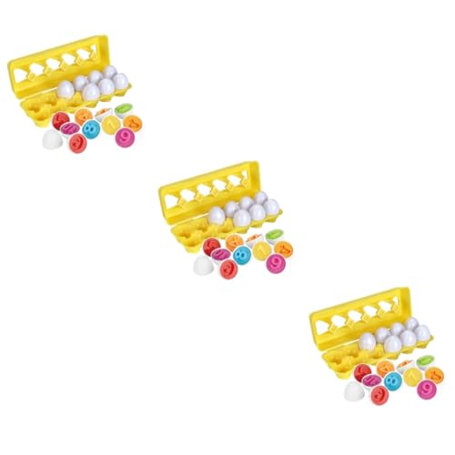ifundom 3 Kisten Spielzeug Aus Eierkarton Farblich Passende Eier Lernspielzeug in Eiform Eierspielzeug Zum Sortieren Von Zahlen Ostereier Für Plastik Anzahl von ifundom