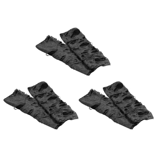 ifundom 3 Paar Fingerlose Punk Handschuhe Für Damen – Schwarze Kaputte Zerrissene Handschuhe Gothic Armwärmer Zerrissener Schlitz Ärmelüberzug Für Halloween Party Kostüm von ifundom