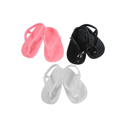 ifundom 3 Paare Puppen-Flip-Flops puppenspielzeug doll Accessories Puppen Schuhe Puppenkleidung wiedergeborene Puppe Simulations-Slipper- verschleißfeste Minischuhe Plastik von ifundom