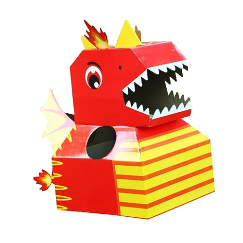 ifundom Lernspielzeug 3 STK Dinosaurier-Kopf Spielzeug Tragbar Kleinkind Papier Karton Kinderspielzeug von ifundom