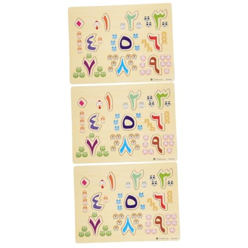ifundom 3 Sätze Arabisches Rätsel Zahlenrätsel aus Holz Arabisches Alphabet für Kinder die Schule Kinder holzpuzzle Kleinkindspielzeug Kinderspielzeug Puzzle-Spielzeug Alphabettafel Boden von ifundom