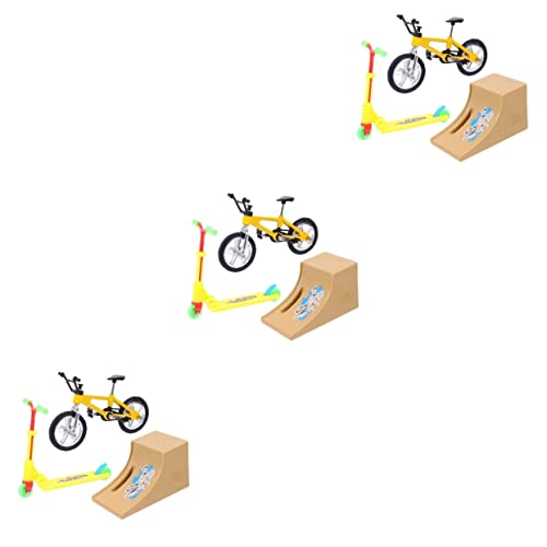ifundom 3 Sätze Fingerrad Lernspielzeug Mini-Roller stressabbau Spielzeug dekompressionsspielzeug Fahrräder Mini-Fahrrad Fingerbike mit Rampe Fingerspitzen-Bewegungsspielzeug Stressabbauer von ifundom