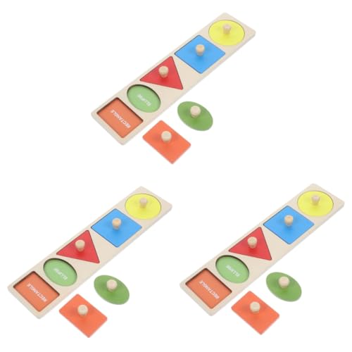 ifundom 3 Sätze Geometrische Tafeln Farbe Stecktafel-Puzzles aus Holz Kinder Puzzle rätselbuch Kinder Kleinkindspielzeug Kinderspielzeug Puzzles mit Knöpfen Rätsel für Kleinkinder hölzern von ifundom