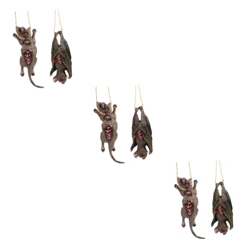 ifundom 3 Sätze Horror-deko-Requisiten Gefälschte Ratte Halloween-szenendekor Gruseliges Fledermaus-dekor Halloween-Trick-Requisite Gefälschte Fledermaus Halloween-dekore Vinyl Spinne Tier von ifundom