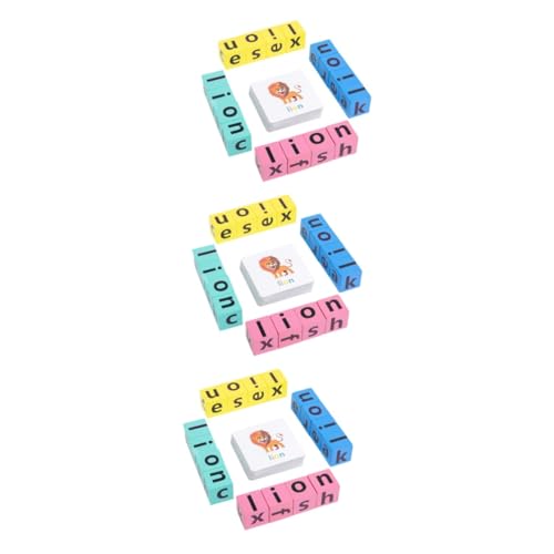 ifundom 3 Sätze kinderbrief Lernen blöcke Alphabet-Puzzle-Spielzeug Tierspielzeug aus Holz Briefe Bausteine Puzzlematte Buchstabenspielzeug aus Holz Lernspielzeug hölzern von ifundom