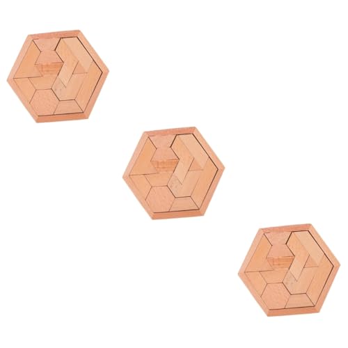 ifundom 3 Sätze Puzzle-Bausteine Kinder rätsel Tangram Geduld Gehirn Puzzle für Erwachsene Spielzeug Rätsel für Erwachsene lustiges Rätsel Sechseck-Puzzle Erwachsener hochwertiges Holz von ifundom