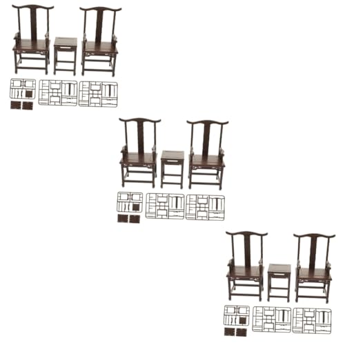 ifundom 3 Sätze Simulationstisch und Stuhl Kinderspielzeug Miniatur-Stuhlspielzeug Arts and Crafts for Spielzeug für Kinder Rätsel Möbel Miniatur-Stuhldekor intelligenter Montagestuhl von ifundom