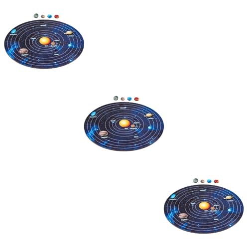 ifundom 3 Sätze Sonnensystem-Puzzle Lernpuzzlespielzeug Solar-puzzlespielzeug Aus Holz Interaktives Matching-Board Planeten Passendes Puzzle Spielzeuge Platz Kosmischer Planet Hölzern Kind von ifundom