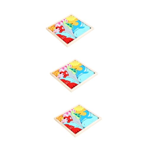 ifundom 3 Sätze tierisches dreidimensionales Puzzle Kinderspielzeug Kinderpuzzle Spielzeug für Kleinkinder kinderzimmerdeko Kleinkindpuzzles aus Holz Kinder rätsel von ifundom