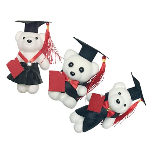 ifundom 3 Stück Bär Puppe Grad Bär Graduierung Kindergarten Absolvent Vorschule Kleine Glückwunsch Grad Tier Glückwunsch Grad Tier Puppe Absolvent Gefüllte Tier Schaum von ifundom