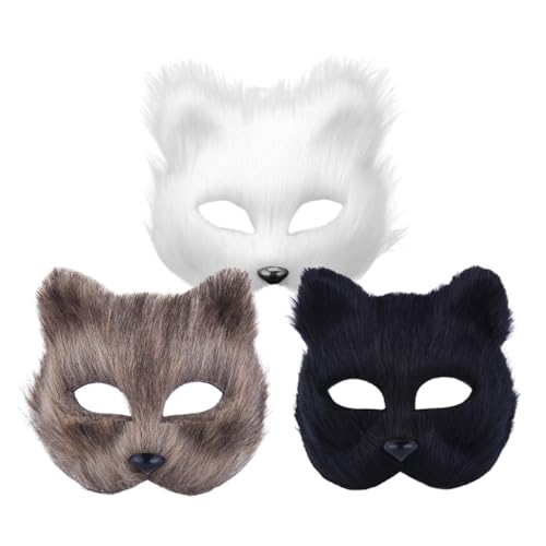ifundom 3 Stück Cosplay Halloween Maske Flanell Maskerade Party Maske Plüschtier Maske Halloween Maske von ifundom