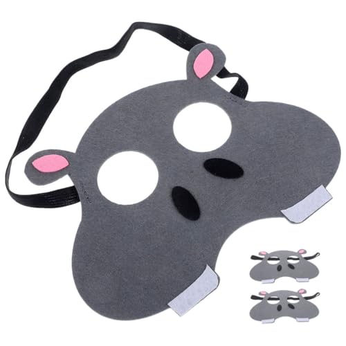 ifundom 3 Stück Filz-Tiermasken Nilpferd-Kostümmasken Für Halloween Tierthema Geburtstagsfeier Gastgeschenke Anzieh-Partyzubehör von ifundom