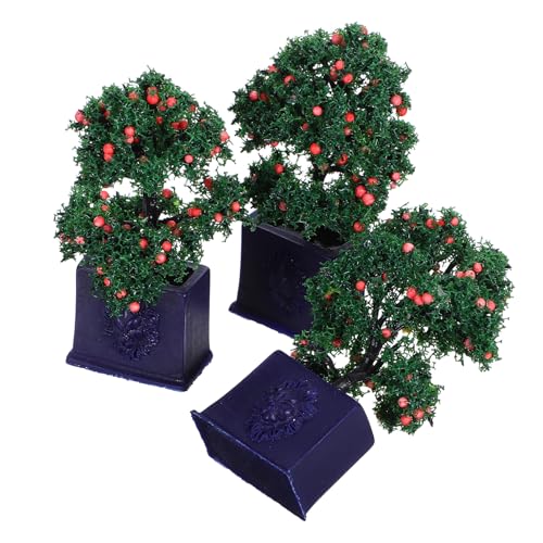 ifundom 3 Stück Künstliche Obstbäume für Puppenhäuser Realistische Fake Bonsai Pflanzen für Miniatur Deko Fotografie und Kreative Projekte von ifundom