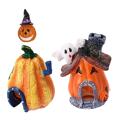 ifundom 3 Stück Kürbis -Spukhausdekoration Aquarium klein Fisch Halloween Ornamente Dekorationen Festival-Landschaftsverzierung Dekoration des Aquarienhauses Aquariendekoration Harz von ifundom
