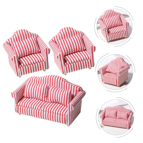 ifundom 3 Stück Maßstab Puppenhaus Möbel Miniatur Couch Modell Puppensofa Deko Wohnzimmer Accessoire für DIY und Sammler von ifundom