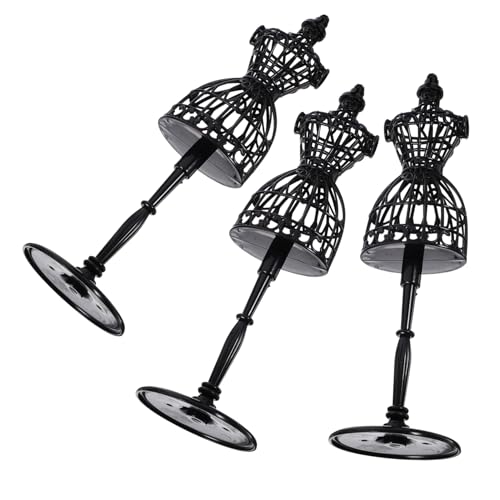 ifundom 3 Stück Puppenkleiderbügel Kleiderpuppe Mini Kleiderständer Für Puppenhäuser Bekleidung Wohnaccessoires Schreibtischständer Kostüme Outfits Kleiderständer Schwarzer von ifundom