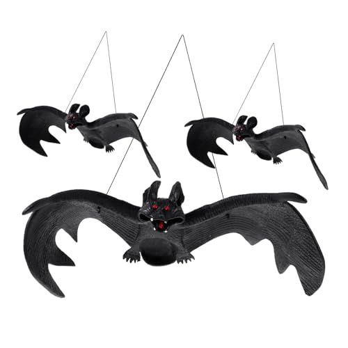ifundom 3 Stück Simulations-Fledermaus-Anhänger Fledermaus-Anhänger für Halloween Augapfel Aufkleber Tür Halloween wanddeko Halloween basteln Party-Requisite Dekoration hängen Gummi Black von ifundom