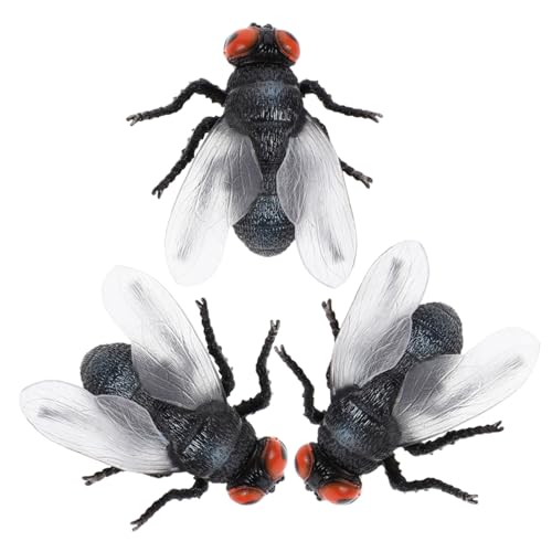 ifundom 3 Stück Simulierte Insektenunterrichtshilfen Kleine Realistische Fliegenfigur Simuliertes Insekt Künstliche Insektenmodelle Mini Bug Streich Mini Gefälschte Fliegen Schwarz Plastik von ifundom
