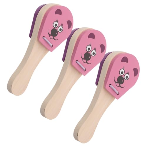 ifundom 3 Stück Teiliges Holzklapper für Kleinkinder mit Mausmotiv Leichtes Orff Percussion Instrument für Frühe Musikausbildung Feinmotorikförderung und Eltern Junge Mädchen Interaktion von ifundom