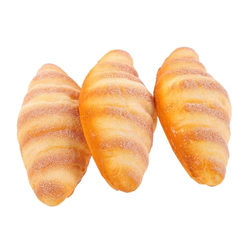 ifundom 3 Stück Teiliges Künstliches Brot Realistische Simulation Täuschend Echte Croissant Modelle Lebensnahe Deko für Bäckerei Restaurant und Fotografie Detailgetreue Brotnachbildung von ifundom