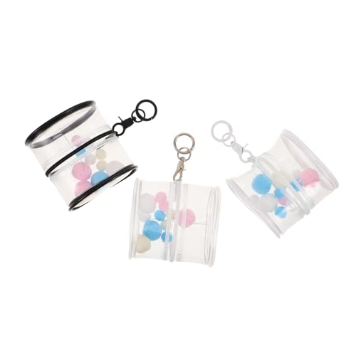 ifundom 3 Stück Transparente PVC Aufbewahrungstaschen für Figuren Tragbare Kratzfeste Organizer mit Anhänger und Plüschbällen Praktischer Hängebeutel für Sammelfiguren Unterwegs von ifundom
