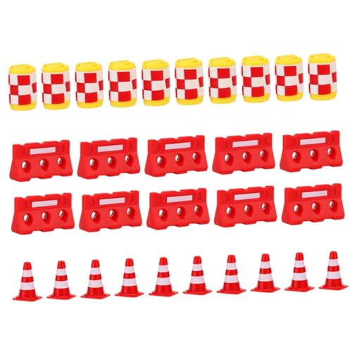 ifundom 30 Stück Straßenschild Barrikade Spielzeug Straßenschild Spielzeug Für Kinder Straßenkegel Spielzeug Verkehrsschilder Für Kinder Miniatur Verkehrskegel Mini von ifundom