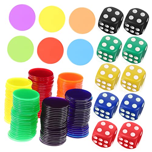 ifundom 320stücke Transparente Kunststoffspielchips Und Bunte Würfel Lernressource Für Zählspiele Interaktive Unterrichtshilfen Und Belohnungen von ifundom