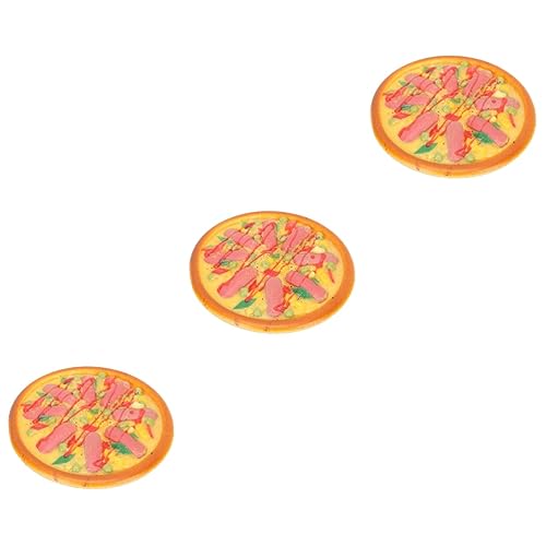ifundom 3st Bäckerei Fotorequisite Miniaturspielzeug Pizza-Modell Gefälschte Cupcakes Dessert Aus Künstlichem Brot Lebensechtes Essen Gefälschtes Essen Modelle Lebensmittel Wurst PVC Kind von ifundom