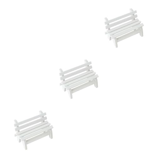 3St weißes Stuhlmodell Neugeborene Requisiten Parkbänke Modell Modelle dekorative Gartenbank Miniatur-Veranda-Stuhl Bahn Gartenstuhl Lebensmittel Spielzeugzimmer Zubehör Bambus von ifundom