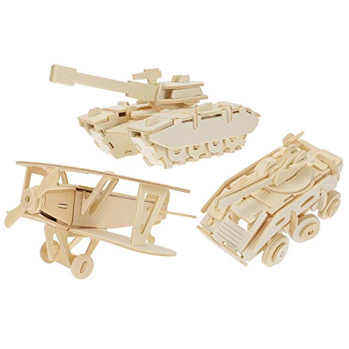 ifundom 3St Holzpuzzle Autospielzeug für Kinder Modellbausatz aus Holz 3D-Puzzle zusammenbauen Spielzeuge Kinderspielzeug 3D-Modell-Puzzle Puzzle-Modell hölzern Flugzeug Spielzeugset Suite von ifundom