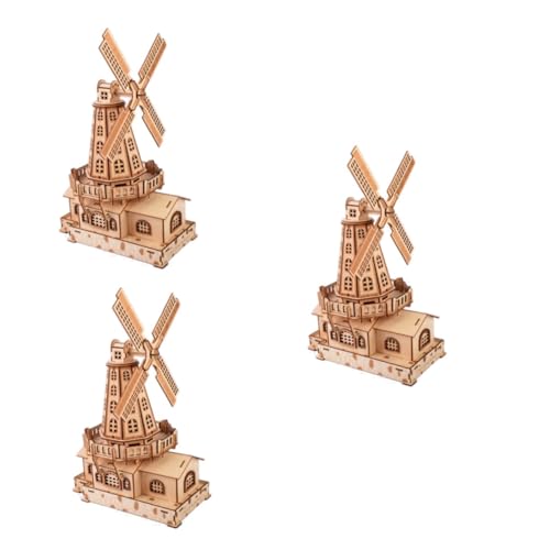 ifundom 3St Windmühlen-Puzzle selber Machen Spielzeug für Kinder kinderspielzeug hühner Spielzeug Rätsel Windmühle Holzpuzzle 3D-Windmühlen-Puzzle dreidimensional Niederlande Bambus von ifundom