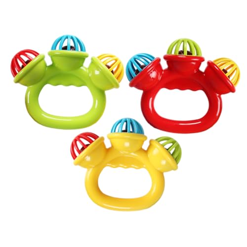 ifundom 3st Beruhigende Spielsachen Tamburin-Spielzeug Sinnesspielzeug Für Neugeborene Rasseln Spielzeug Weihnachtsglocken Handklingelglocken Kind Schmücken Beschwichtigen Plastik von ifundom