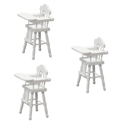 3St kinderhochstuhl Zubehör Tischsitzform Möbel Schimmel für Kinderhochstühle Hochstuhl Schimmel zum Füttern von Kleinkindern Mini Ornamente Spielzeug Mikroszene Bambus Weiß von ifundom