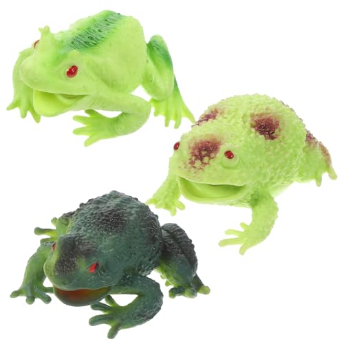 ifundom 3pcs Realistische Tierfroschfiguren Toad Squeeze Spielzeug Entspannter Spielzeugkrötenspielzeug Spielzeug Spielen von ifundom