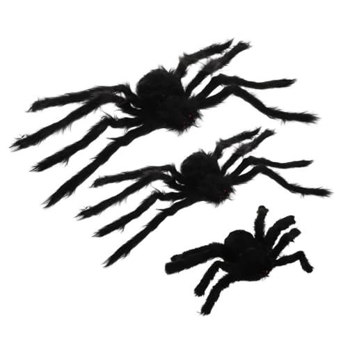 ifundom 3st Halloween-spinne Gruselig Halloween-Dekorationen Spinne Kessel Halloween-wohndekoration Halloween-Skelett Halloween-krähen Lebewesen Spukhaus Plüsch Black von ifundom