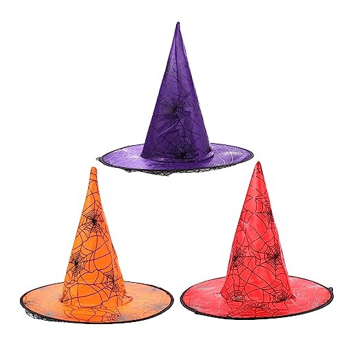 ifundom 3st Hexen Hut Hexenhut Kopfbedeckung Halloween-kostüm Für Frauen Halloween -kopfbedeckung Halloween-kostümzubehör Halloween- -requisiten Halloween-kopfbedeckungen Spitzenstoff von ifundom