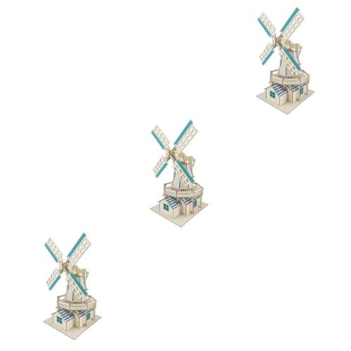 ifundom 3st Holzpuzzles Spielzeug Kinder Rätsel Spielzeuge Spielset Aus Holz Kinderspielzeug Pädagogische Rätsel Holzpuzzle Für Kinder 3D Windmühle Hölzern Dreidimensional von ifundom