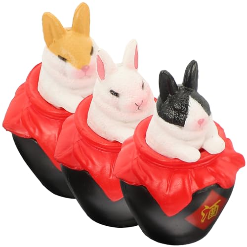 ifundom 3st Mini-Kaninchen-Ornament Käfig Hamster Miniaturen Figuren Zubehör Für Puppenhäuser Frösche Plüschtiere Ausgestopft Wurf Frosch Hase PVC von ifundom