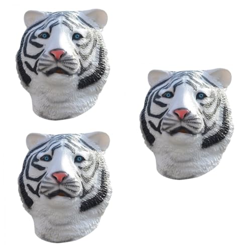 ifundom 3St Tiger-Kopfbedeckung halloween masken halloweenmaske Latexhaube Maskentier Tiara stutzenhalter Tigergesicht aus Latex gruselige Tigerkopfbedeckung Abschlussball bilden Emulsion von ifundom