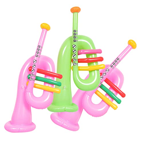 ifundom 3stücke Aufblasbares Musikinstrument Mit Trompete Und Horn Aus PVC Für Junge Mädchen Party Und Musikunterricht Leicht Aufzublasen Und Abzuleeren von ifundom