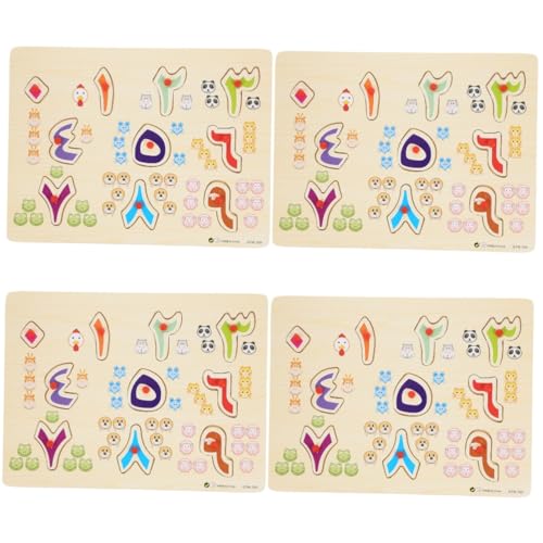 ifundom 4 Sätze Arabisches Rätsel Puzzles für Kleinkinder im Alter von 2-4 Jahren Buchstabenblöcke Kinderspielzeug Spielzeug für Kleinkinder Kleinkindspielzeug Alphabet -Puzzle hölzern von ifundom