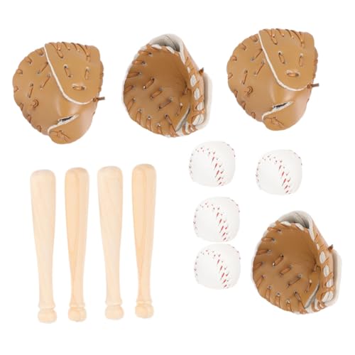 ifundom 4 Sätze Mini Baseball Set Teilig Miniatur Sportspielzeug Puppenhaus Zubehör Baseballschläger Handschuh Ball für Rollenspiel Dekoration Spielspaß von ifundom