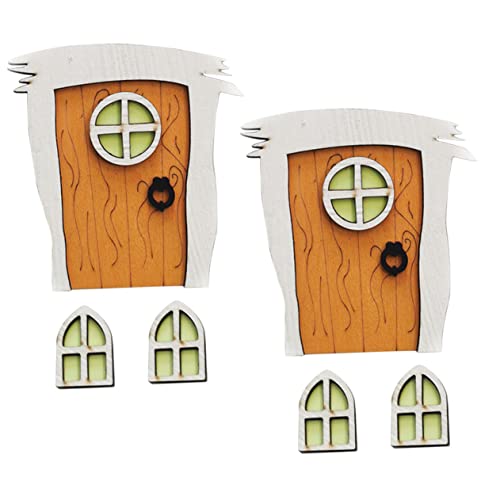 ifundom 4 Sätze Miniature Fairy Door mit Fenstern für Garten und Klassenzimmerdekoration Teiliges für Feengärten und Accessoires von ifundom
