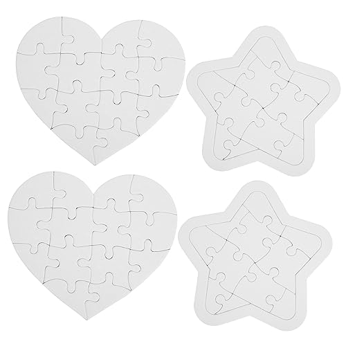 ifundom 4 Sätze Puzzle zum Ausmalen Teiliges mit Herz und Sternformen für Kreative DIY Projekte für Fördert Logisches und Hand Auge Koordination von ifundom