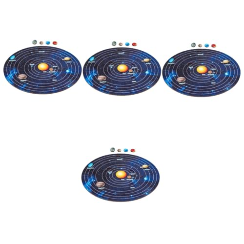 ifundom 4 Sätze Sonnensystem-Puzzle Stern-Matching-Brett Planeten passendes Puzzle Modelle Spielzeuge Holzspielzeug Sonnensystemmodell für Kinder Platz Pairing-Board kosmischer Planet von ifundom