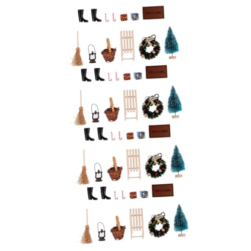 ifundom 4 Sätze Weihnachtliche Mini-Dekorationen Weihnachtsspielzeug Szenenrequisite für Weihnachten Puppenhaus-Weihnachtsdekorationen Weihnachtsbaum Mini- -Weihnachtszubehör Miniatur von ifundom