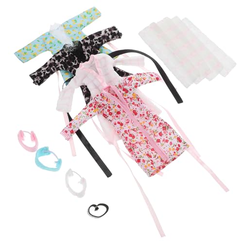 ifundom 4 Sets Puppen Bademantel Pyjama Set Mini Puppen Schlafkleidung Mit Stirnband Und Badetuch Puppen Anziehzubehör Für Mädchen von ifundom