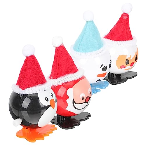 ifundom 4stücke Weihnachts Aufziehspielzeug Lustige Mechanische Figuren Für Junge Mädchen Party-deko Mit Cartoon-Design Weihnachtsmann Schneemann Pinguin von ifundom